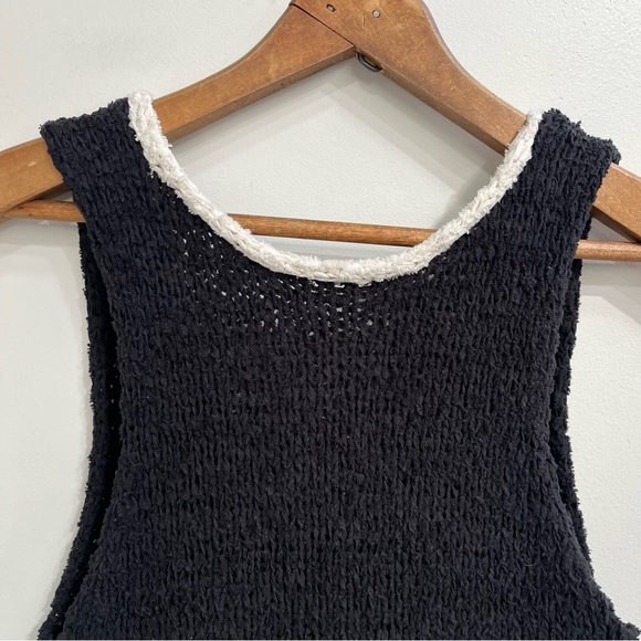 Free People‎ Sicily Shell Sweater Black Cream Knit Crop Reversible Small New - Picture 7 of 12